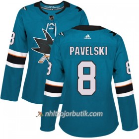 Dame Ishockey San Jose Sharks Tröja Joe Pavelski 8 Adidas 2017-2018 Teal Authentic